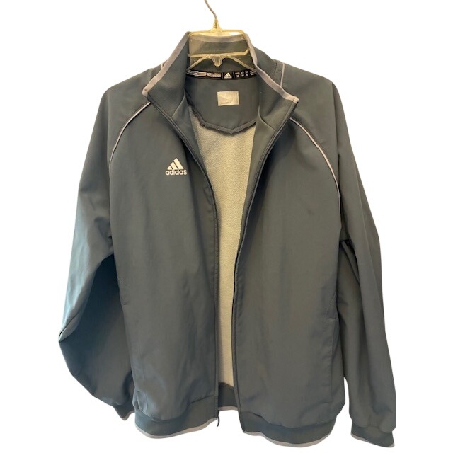 Adidas Track Jacket Mens Size M Gray Excellent Full Zip 3 Stripe 6955a 12
